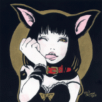 いってん弐2月／猫VS犬『黒猫娘』アクリルガッシュ（2008年）